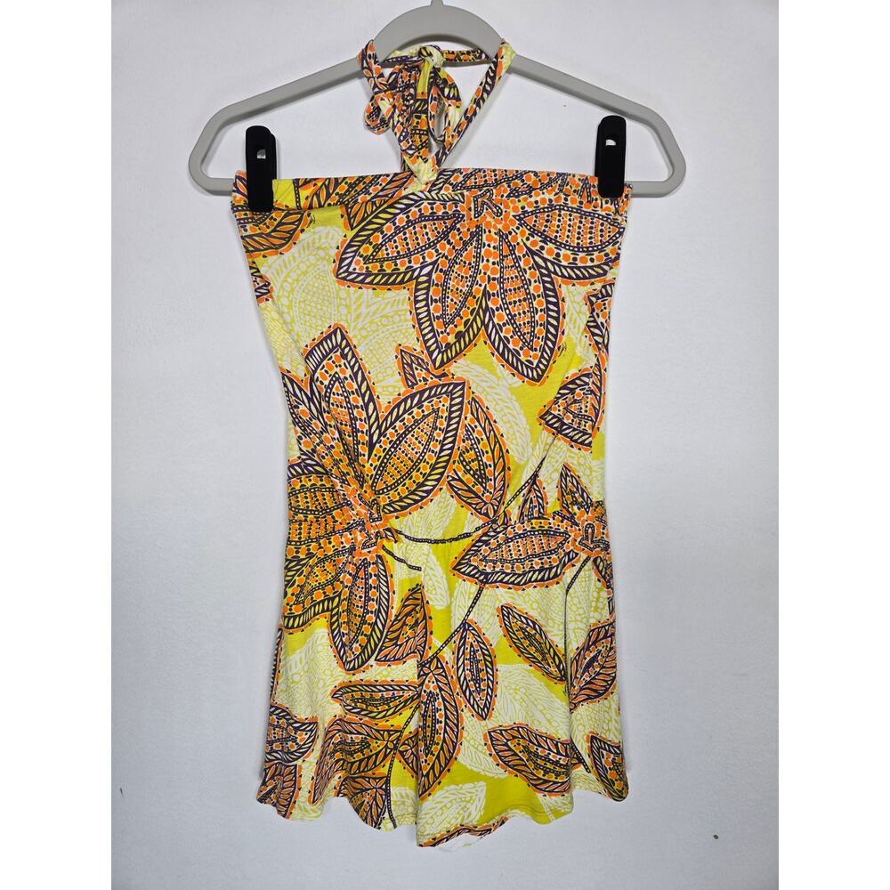 Trina Turk Womens Tropical Floral Mini Romper Lined With Elastic Waist Size P